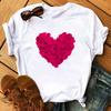 Love Flower Half Sleeve Cartoon White Letter Tshirt Women Wholesale Round Neck Tshirt Women Oversized T Shirt