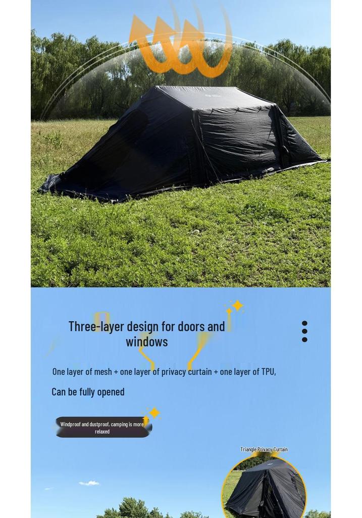 Tunnel 20 Black Inflatable Tent: Outdoor Camping Sunshade Shelter