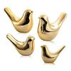 Ceramic Golden Blessing Birds Figurine for Home Decor | Living Room, Bedroom, Office Desk, Cabinets - (Pack of 4, Golden)