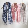 New Autumn And Winter Cotton Double-Sided Plaid Warm Scarf Japanese Design Pure Cotton Women Tassel Scarves