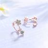 Серьги-кольца Huggies со звездой из розового золота и прозрачным фианитом с пятью лепестками, противоаллергические украшения