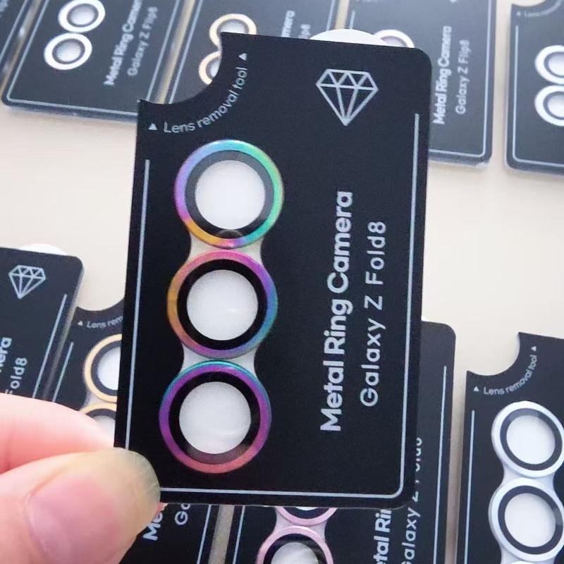 9H 3D Alloy Metal Ring Tempered Glass Camera Protect for Samsung Galaxy Z Fold/Flip 8Ultra 7 6 5 4 HD Anti‑Scratch Lens Back Cap