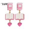 Personalized School Life Ornaments 1 Pair Teacher Earrings for Women, Cute 2D Acrylic Crayon Pencil Backpack Fun Back to Jewelry Number Alphabet