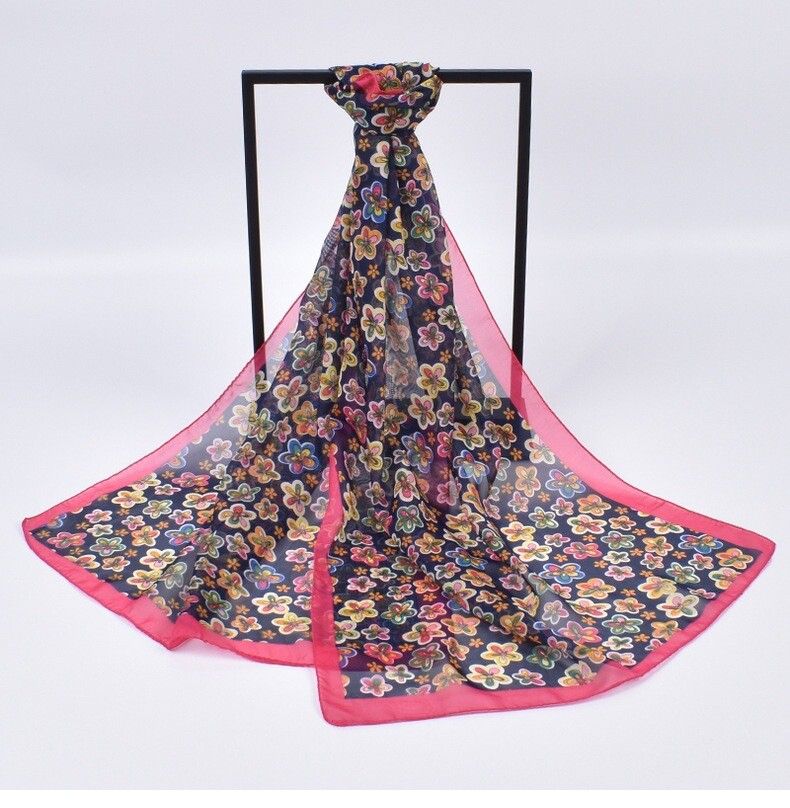 Women's Scarves, Fashionable Chiffon Printed Scarves, Long Neck Protection, Thin Rectangular Scarves