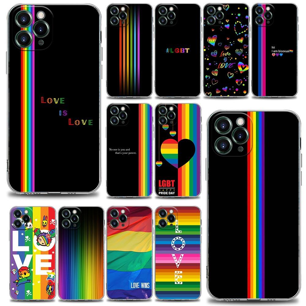 Gay Lesbian LGBT Rainbow Love Shell Case for iPhone 18 16 15 11 12 13 14 Pro Max for iPhone 18 16 Plus Soft Transparent Cover Fundas