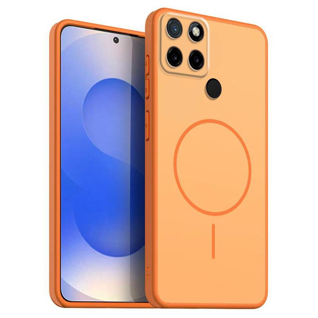 Однотонный матовый чехол из ТПУ для realme C25Y, C21Y с декоративным принтом кольца в стиле MagSafe