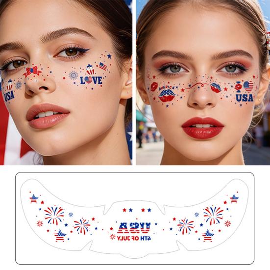 Waterproof Freckle Tattoos Stickers, USA Flag Face Stickers for Independence Day, Patriotic Temporary Body Art for Women Girls, Party Makeup