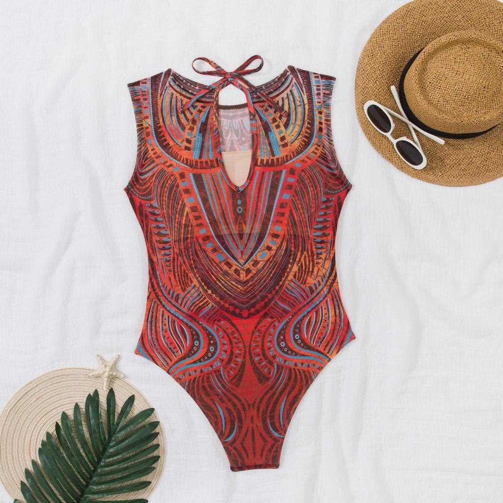 Женский многоцветный сетчатый купальник с длинным рукавом для защиты от солнца