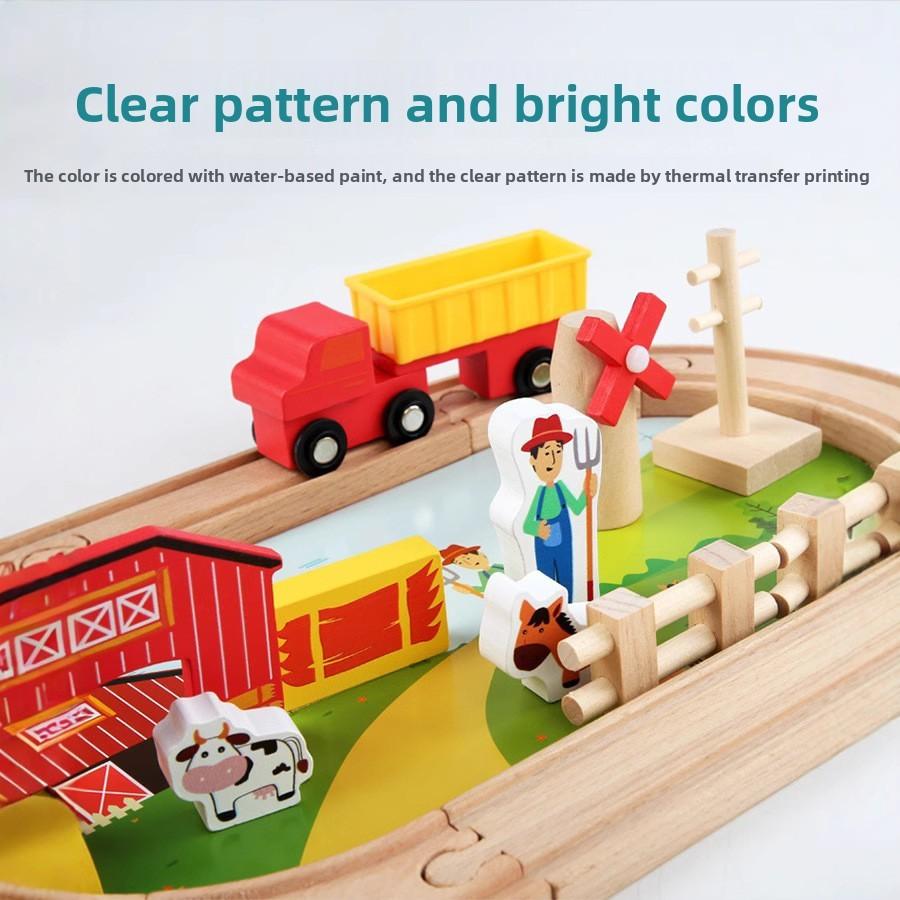 Деревянная Ферма Трек Сцена Строительные Блоки Детский Набор Игрушек Для Детей Развивающая Игра