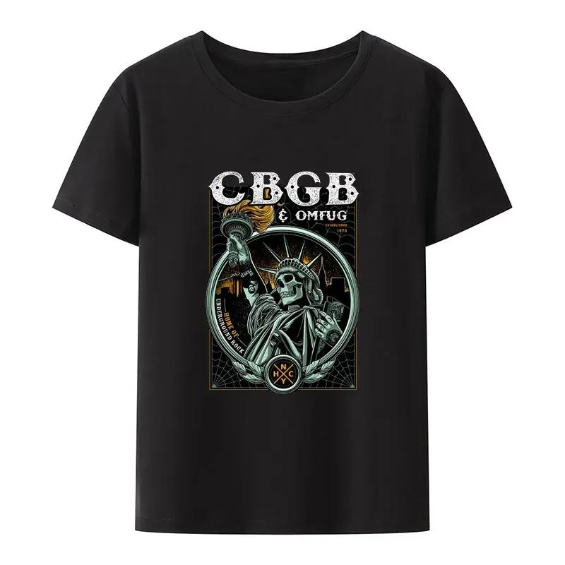 Футболка хипстера Underground Punk Rock Concert, хип-хоп, уличная мода, крутые топы, футболка CBGB OMFUG Liberty Skeleton, черно-белая с принтом