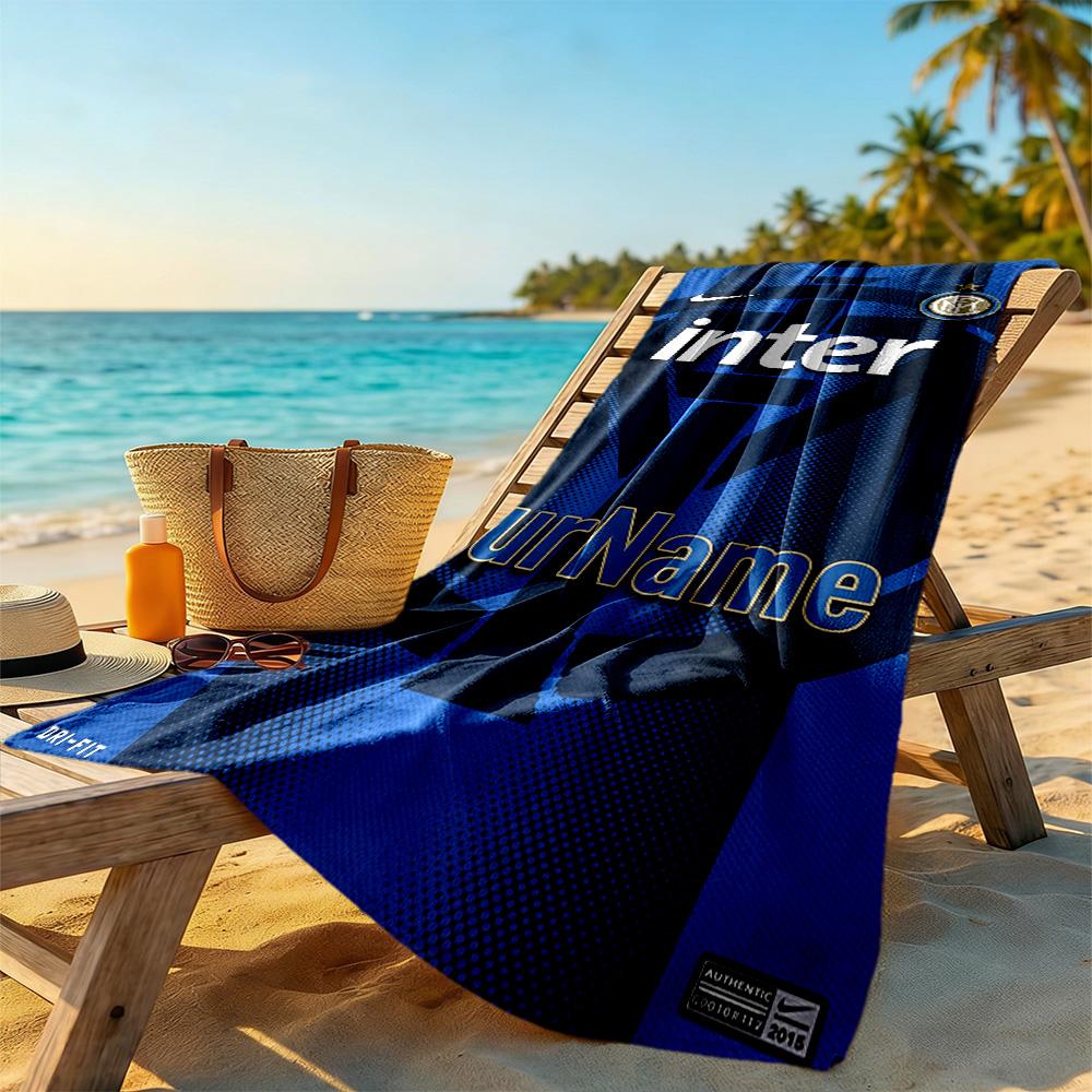 Inter Milan Personalized Text Beach Towel Quick-Dry Soft Microfiber Suitable for Sports Travel Swimming Yoga Bathroom Beach And Pool
