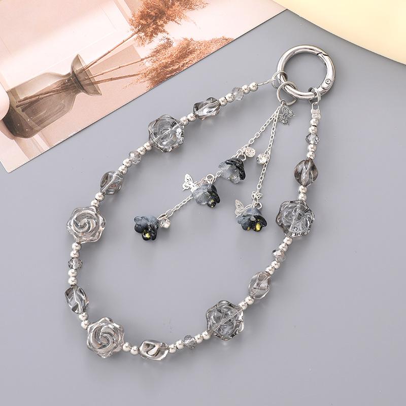 New Gradient Trumpet Flower Pendant Short Phone Chain Women's Bag Charm Keychain Pendant