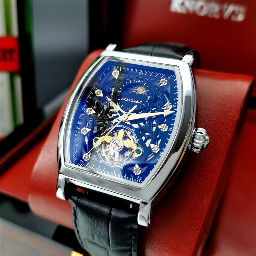 Men's Fully Automatic Mechanical Watch Rhinestone Fashion Men's Watch Butterfly Buckle Watch