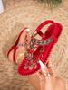 Fashion Large Size Women's Roman Shoes Summer New Lightweight Comfortable Soft Sole Beach Shoes Fashion Rhinestone Non Slip Casual Flats