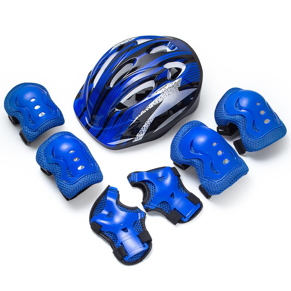 7Pcs Kids Bike Helmet & Knee/Elbow/Wrist Pads – Adjustable Protective Gear for 3-15yrs Boys Girls for Cycling Scooter Skating