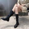 Fashion Women's Half High Boots Round Toe White Leather Flat Ladies Mid Calf Shoes Winter 2024 Novelty Sale Comfortable and Elegant Pu