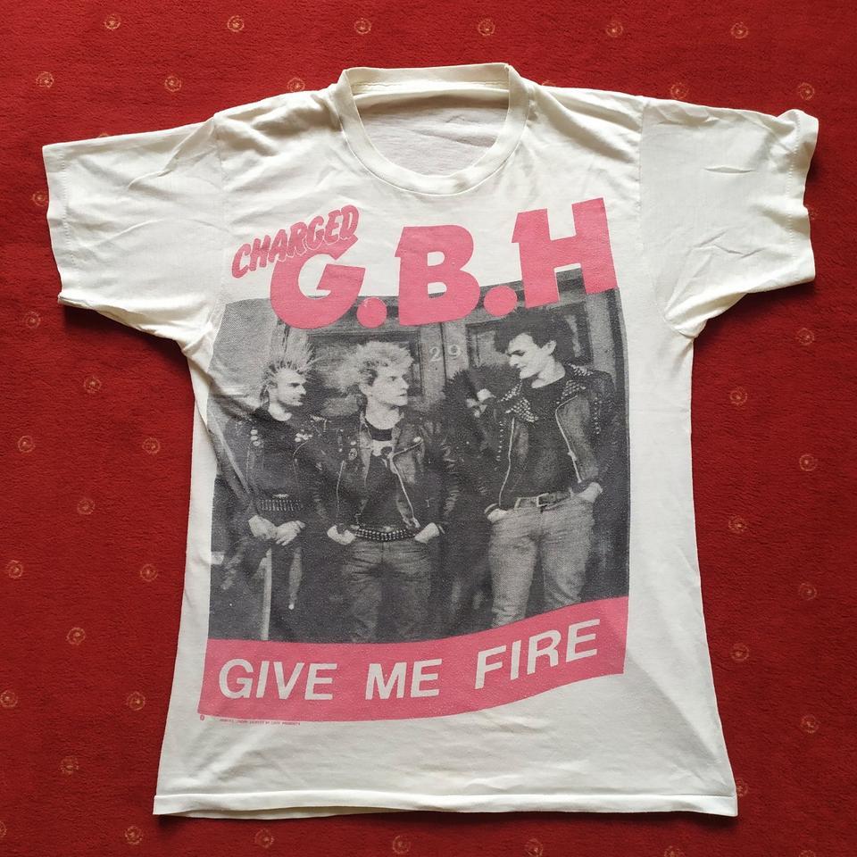 GBH Give Me Fire группа Ретро стиль Белая футболка с коротким рукавом NH18314 Унисекс Футболка