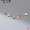 WANTME Модные Серьги-гвоздики из Серебра 925 пробы с Бусиной-клевером для Женщин Корейская Девушка Романтические Вечерние Украшения