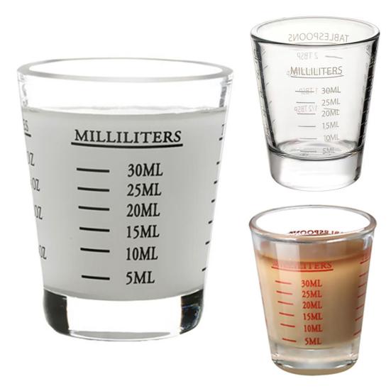 Shot Glass Measuring Cups Espresso Jigger with Scale Heavy Glass Cups for Kitchen Bar Accessories Baking Cooking