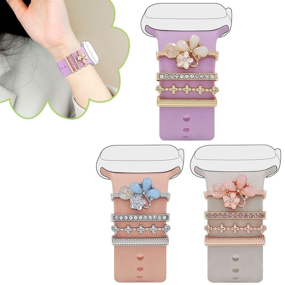 4 шт. Цветочный ремешок для часов, Металлические подвески для браслета для Apple Watch