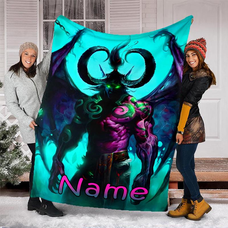 Personalized Custom Name Blanket - World of Warcraft Print Design,Blanket for Sofa,Bed,Travel,Camping - Soft and Warm, Great Gift