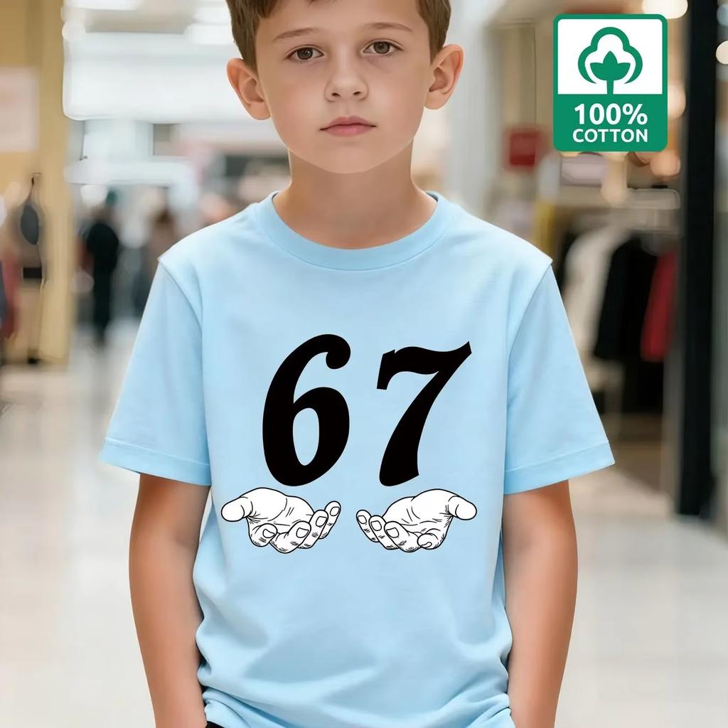 Kids 67 Themed Colorful Print TShirt Soft Cotton Fabric Breathable and Comfortable Ideal for Toddlers and Childrendf0374