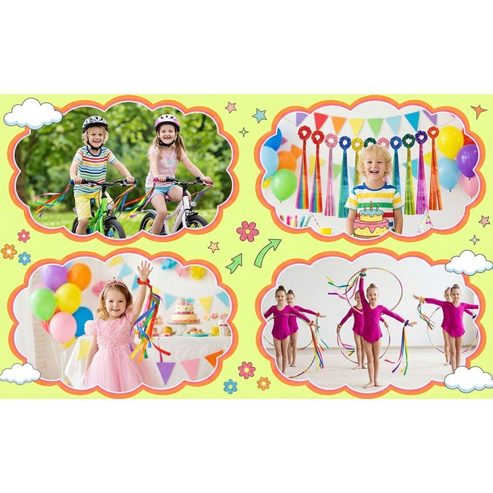 6Pcs Multicolor Wrist Streamers Multi-purpose Rainbow Dance Ribbons Dance Party