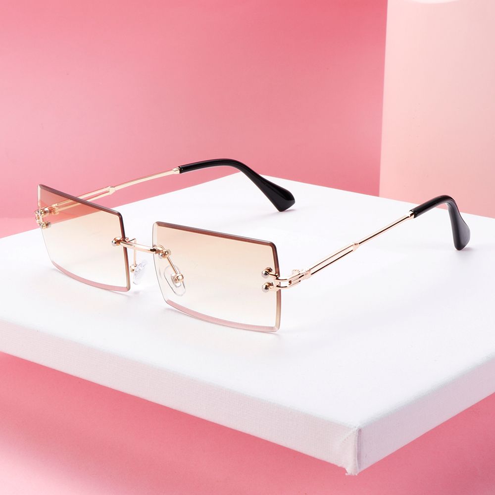 2020 Trendy UV400 Rimless Square Sunglasses Rectangle Sun Glasses Shades Fashion Sunglasses