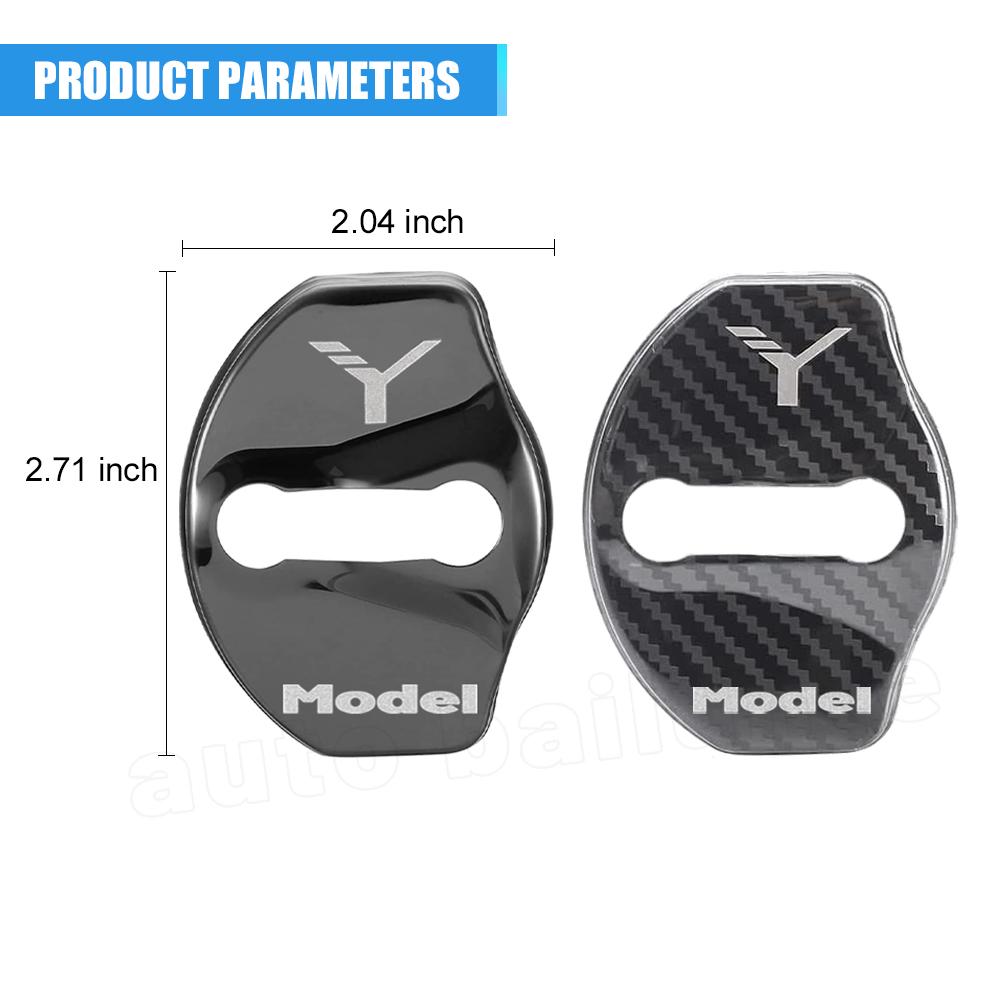 Пряжка дверного замка автомобиля, дверной замок, черный/металлический стикер из углеродного волокна для Tesla Model Y 2023 2022, украшение