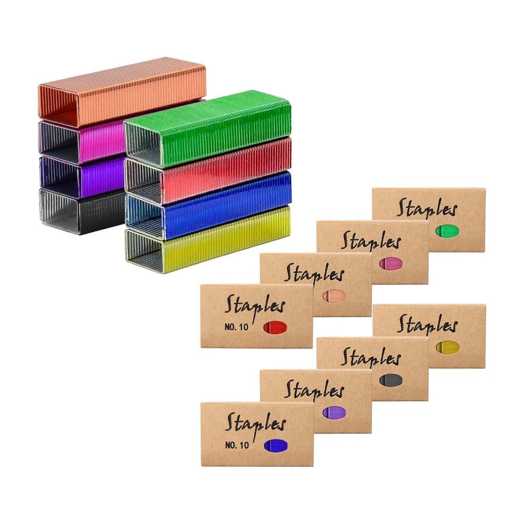 NatSumeBasics Colorful #10 Staples Colored Staple for Mini Stapler, 4000 Metallic No. 10 Staples, Smaller Than Standard Staple (Assorted)