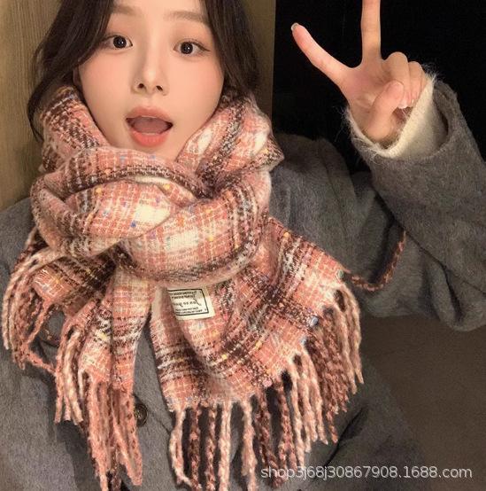 Scarf Korean atmosphere thickened scarf shawl women's warm scarf couple scarf winter versatile plaid scarf