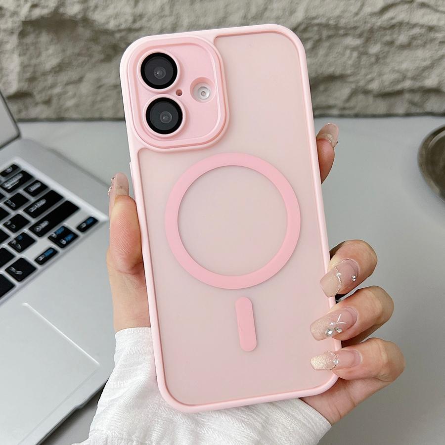 Полупрозрачный матовый улучшенный магнитный чехол для iPhone 16 15 14 13 12 11 Pro Max, совместимый с противоударным защитным чехлом для телефона Magsafe