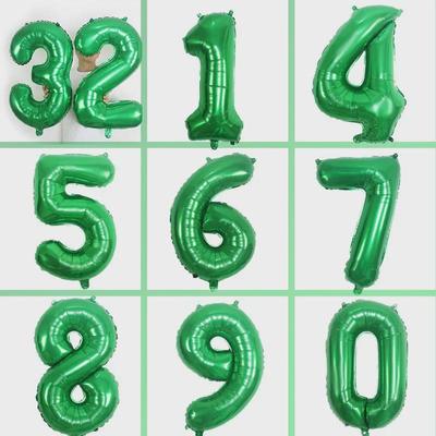 32-дюймовый средний темно-зеленый цифровой алюминиевый фольгированный шар (Цифры 0-9) для украшения дня рождения