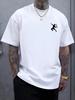 Unisex O Neck Tee Tennis Player Silhouette Sports Print Cotton Short Sleeve Loose Summer Breathable Daily Casual Basic Wear Top