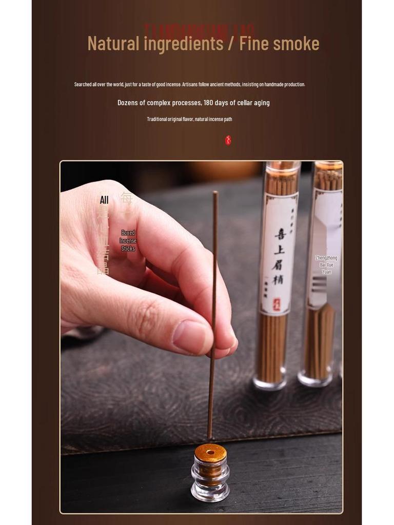Portable 10.5cm Natural Agarwood & Pear Wood Incense Sticks with Sandalwood Box - Long-lasting Fragrance