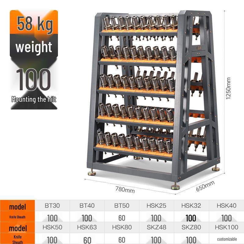 CNC Tool Management Rack with BT40/BT50 Spindle and HSK Tool Holders
