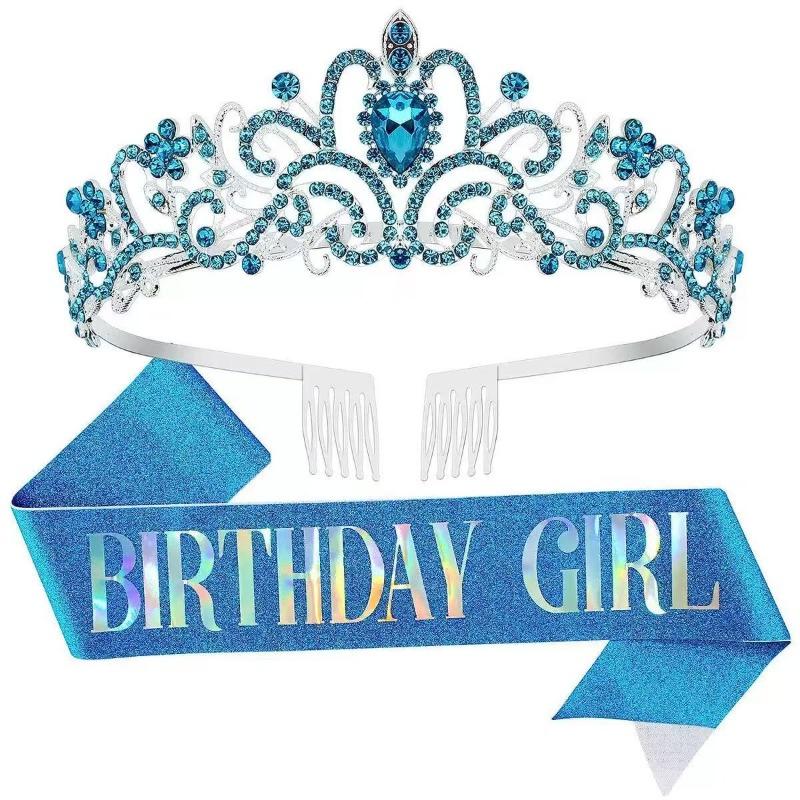 Queen Girl Crown IR Party Decoration Crown Birthday Ribbon Crown Set