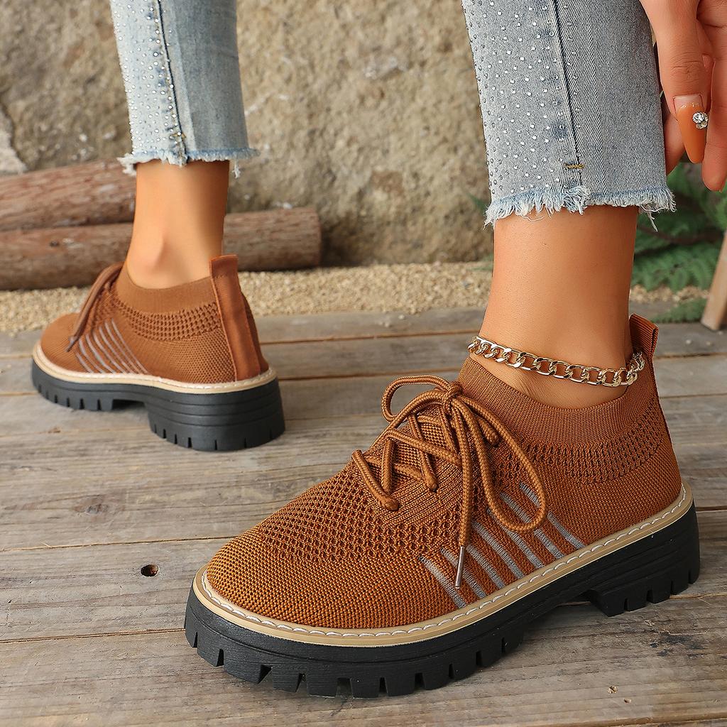 Plus Size Shoes for Women 36-43 Summer Spring 2026 Women Mesh Breathable Comfortable Lace Up Platform Flats Sneakers Women