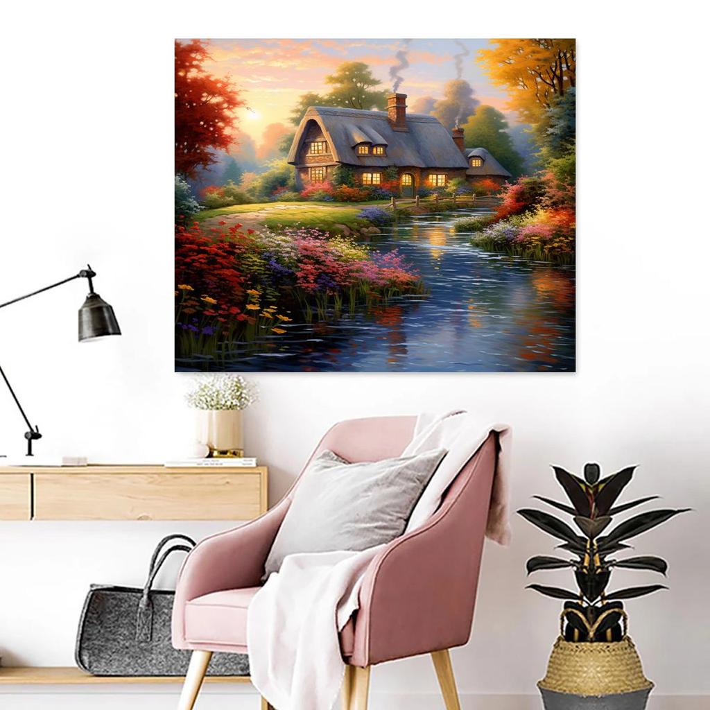 RUOPOTY Картина по номерам, безрамная деревенская дача, краска по номерам на холсте, сделай сам, картина по номерам, декорации для дома, 40x50 см