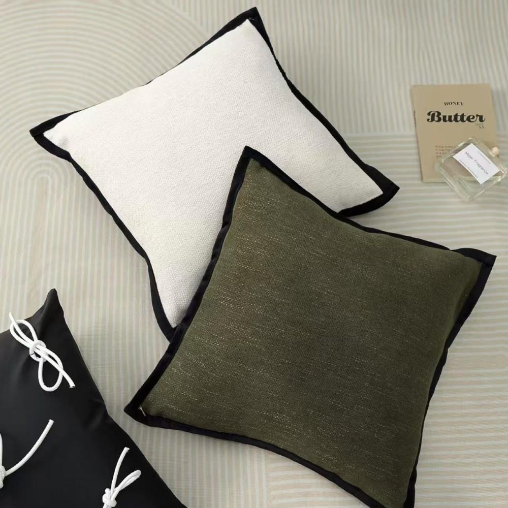 Cotton-linen Pillowcase Black Border Decorative Pillow Cover Retro Cushion Cover Home Decoration