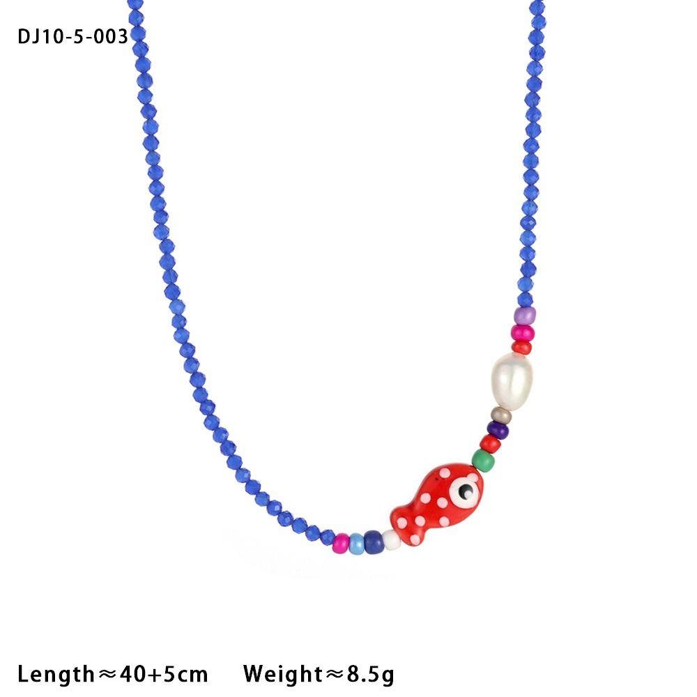 Jewelry Fish Pendant Necklace Bohemia Beads Chain Choker Trendy Mini Fish Necklace Summer