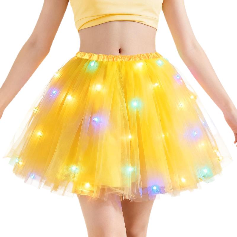 Rainbow Light-up Skirt Glowing Puff Skirt Angel Fairy Princess and Elf Short Skirt Magic Set Tulle Skirt Fluffy Layered Tulle Tutu Skirt