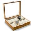 Miraiten Natural Wooden Watch Case, Holds 10 Watches, Watch Storage Case, Watch Holder, Watch Display Case for 10 Watches