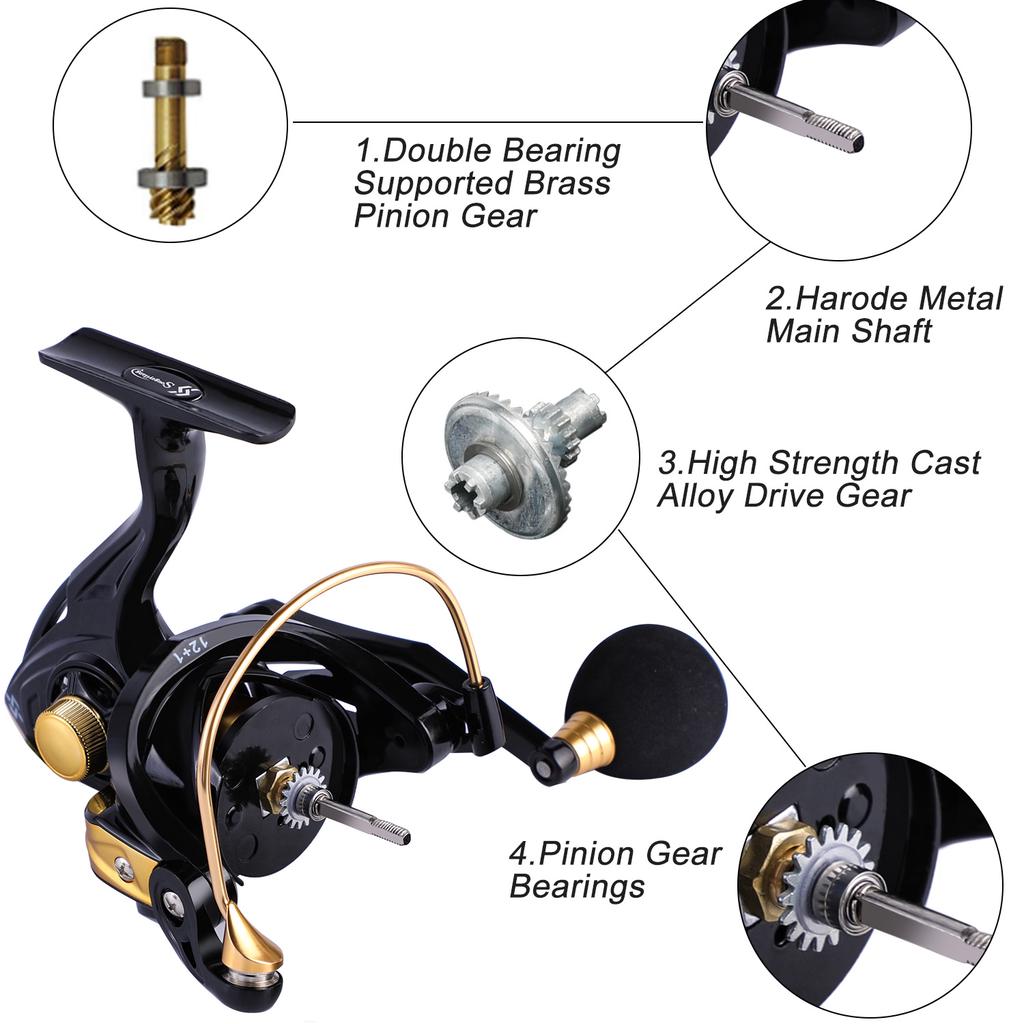 SOUGAYILANG 12 + 1BB Rotating Fishing Reel 5.2:1 High Speed Gear Ratio Smooth Fresh Water Brine Rotating Fishing Reel 1000-4000