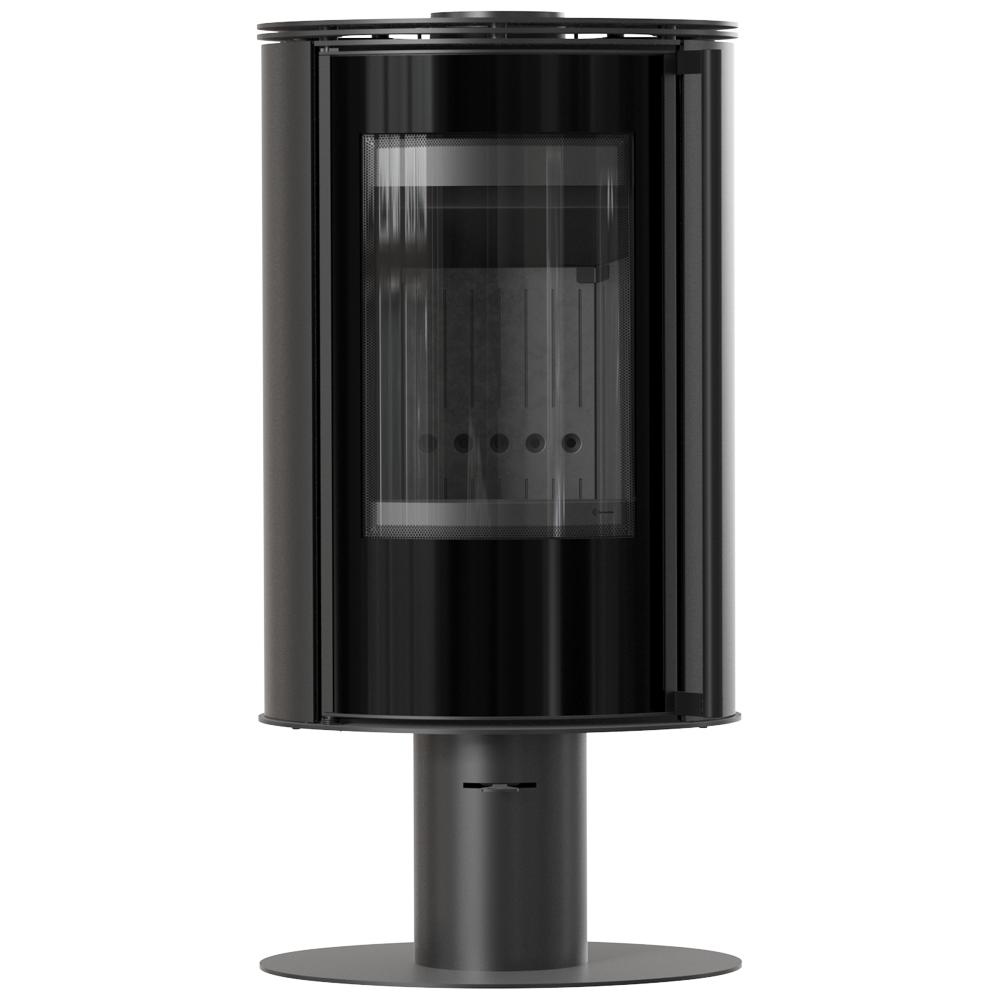 Стальная печь на подставке KRATKI ERIK Ø 150 5,5 кВт черная термотек самозакрывающаяся дверца