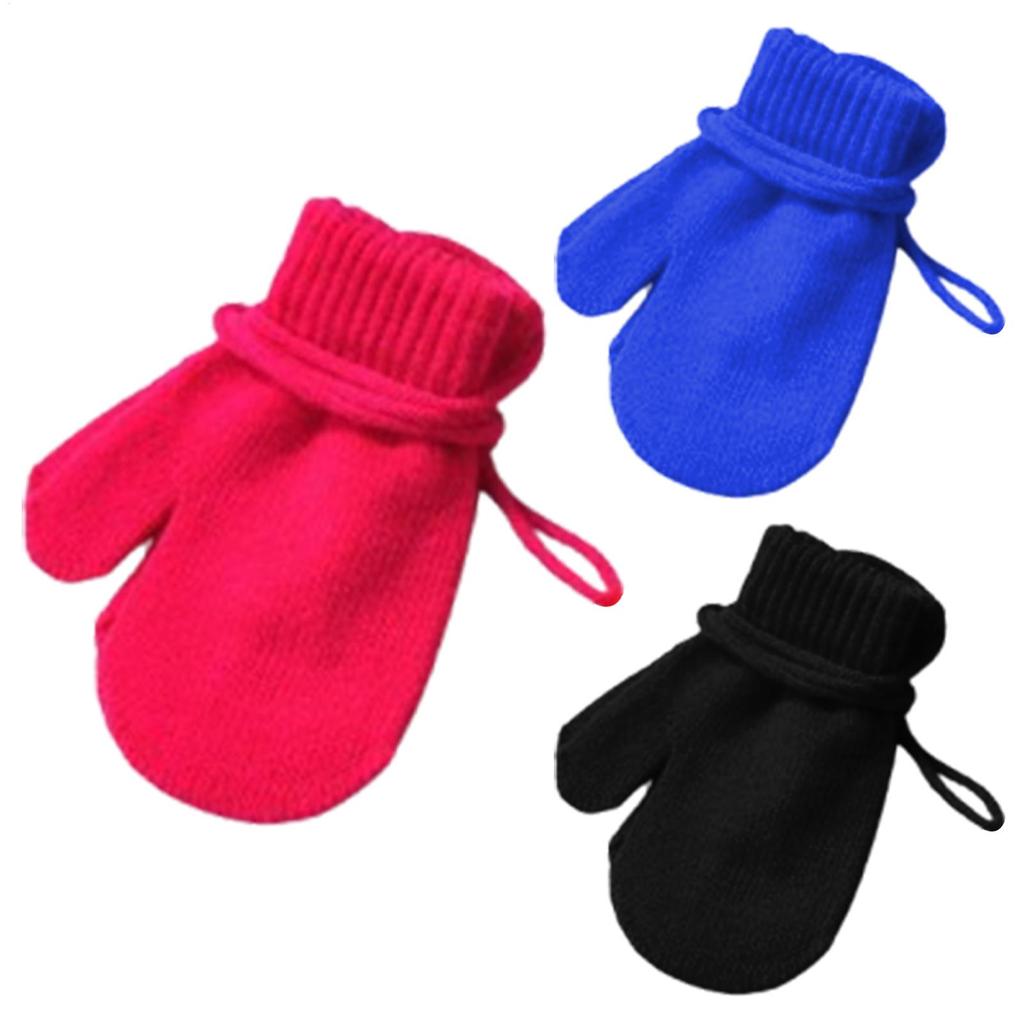 Comfortable Warm Kids Ski Gloves Knitted Snow Gloves With String Mittens Cute Kids Winter Accessories For Skiing Skating