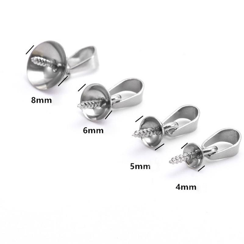 No Fade 20pcs Stainless Steel Pendant Screw Eye Pins Bail Top Drilled Beads End Caps Charms Connectors for Jewelry Making DIY