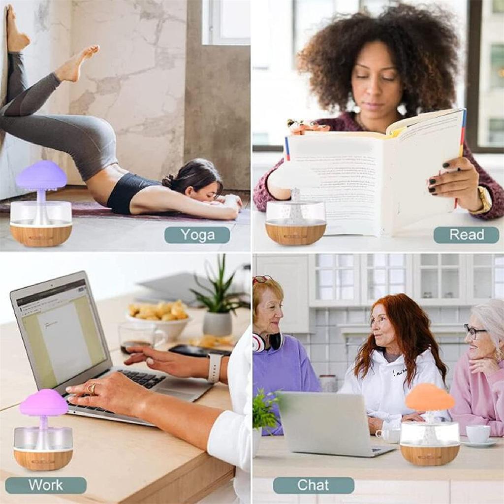 Увлажнитель дождевого облака, капля воды, грибной увлажнитель, водопадные лампы, увлажнитель, диффузор эфирного масла с 7 светодиодными лампами