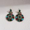 2 Pieces Set Rhinestone Inlaid Flower Water Drop Stud Earrings Necklace Vintage Light Luxury High Grade Jewelry Gift Party