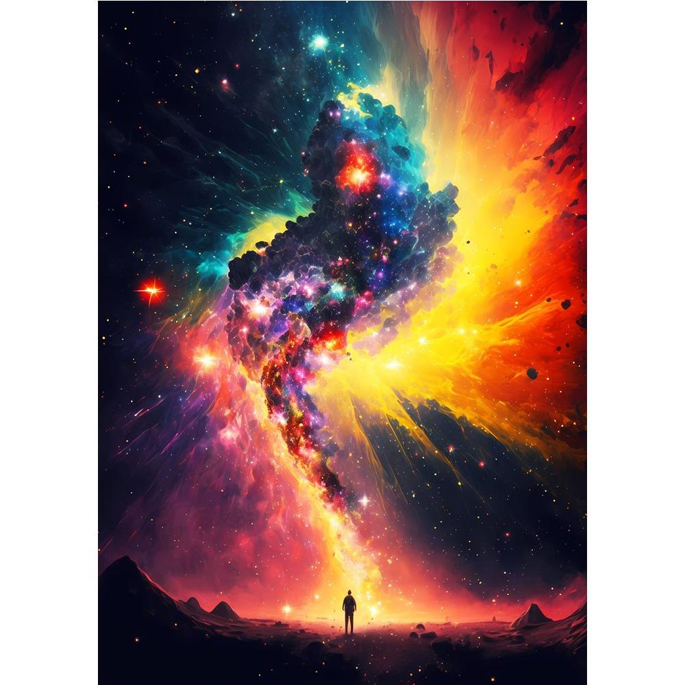 Красочный космический астронавт исследует Луну, постер и печать на холсте, картины планет, современное настенное искусство для гостиной, домашний декор